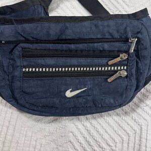 Vintage Nike Fanny Pack Unisex Navy Blue and Black Waist Bag GUC